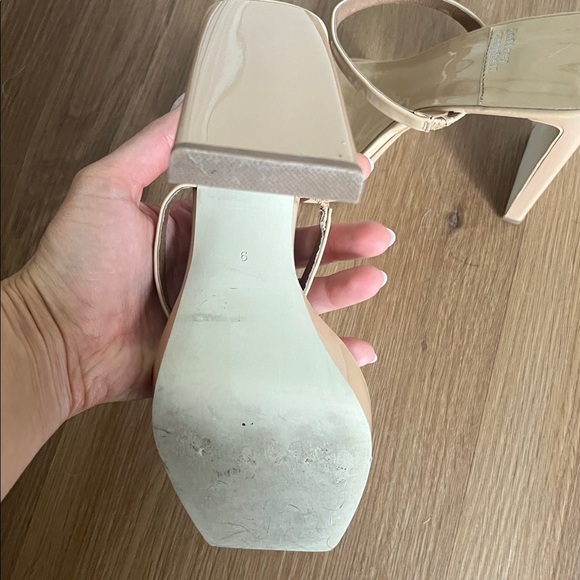 Jeffrey Campbell Blush Patent Square-Toe Double-Strap Block Heels - Picture 3 of 3